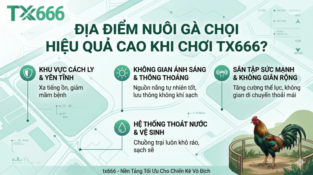 Địa Điểm Nuôi Gà Chọi Ở Đâu Cho Hiệu Quả Cao Khi Chơi tx666?