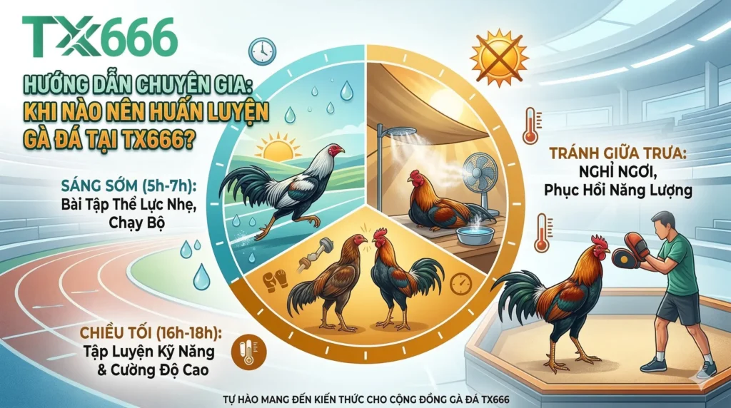 Khi Nào Nên Huấn Luyện Gà Đá Vào Thời Điểm Nào Trong Ngày Tại tx666?
