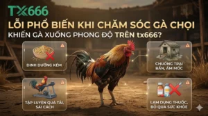 Lỗi Phổ Biến Khi Chăm Sóc Gà Chọi Khiến Gà Xuống Phong Độ Trên tx666