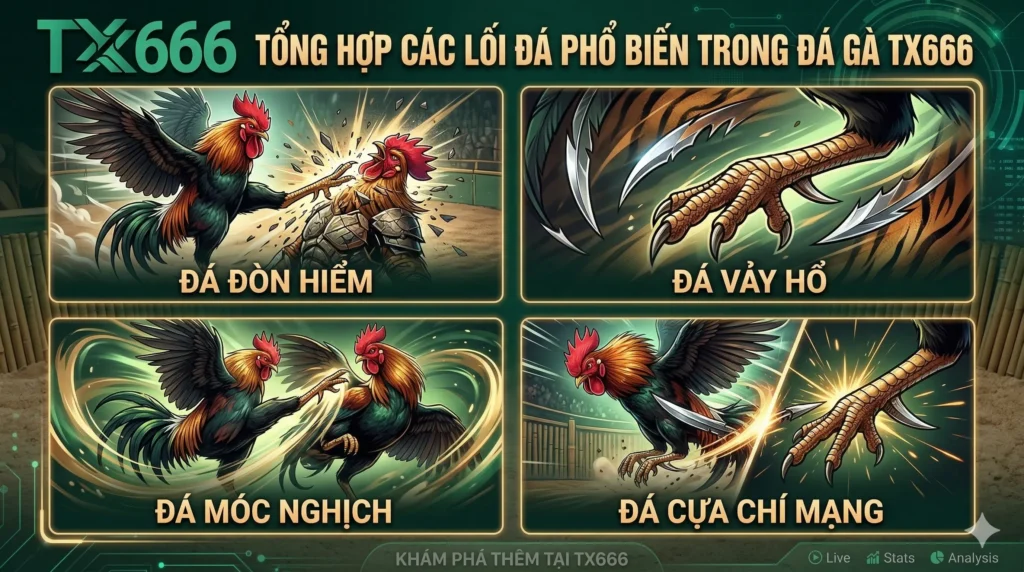 Tổng Hợp Các Lối Đá Phổ Biến Trong Đá Gà tx666