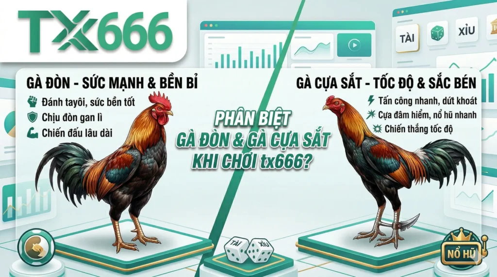 Gà Đòn Và Gà Cựa Sắt Khác Nhau Như Thế Nào Khi Chơi tx666?